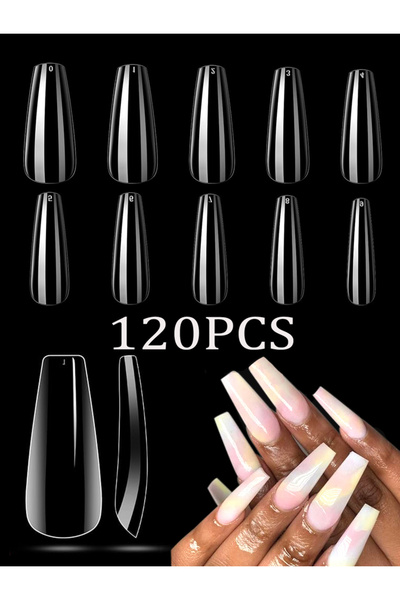 Choice 120 قطعة من أظافر التابوت الطويلة الشفافة باللون الأخضر، أطراف مناسبة ...