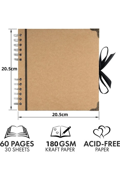 Choice ألبوم قصاصات متعدد الاستخدامات، 60 صفحة (8 × 8 بوصة)، ورق كرافت أسود س...