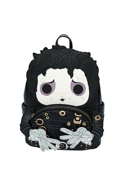 Choice Black Loungefly Disney Edward Scissorhands Backpack Mochila Pu Leather Pack Travel Girls Handbag For