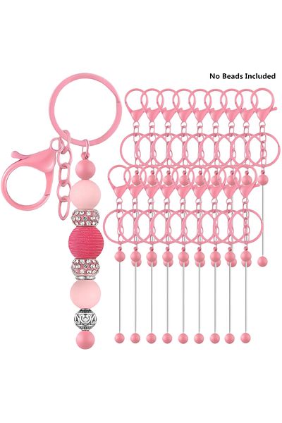 Choice 3PCS Pink 3/9/18/27 PCS Metal Beadable Keychain Bars Blanks for Beads Pendant Jewelry Charms DIY Cra
