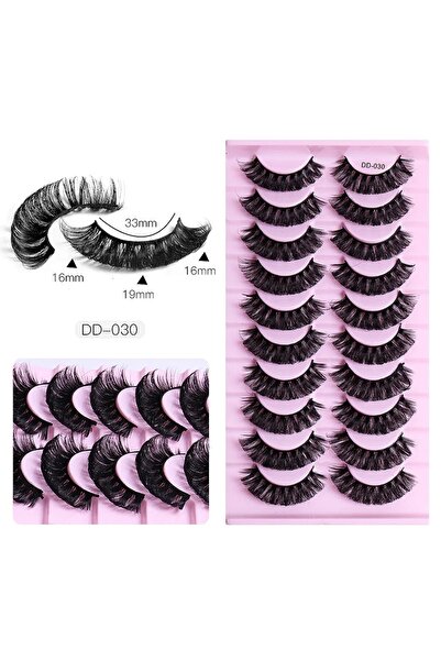 Choice 0.10mm D Black 10 Pairs Russian Strip Lashes DD Curl Lashes 3D Eyelashes Reusable Fluffy False Lashe