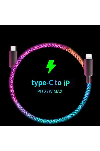 Choice كابل USB C إلى iPhone للشحن السريع RGB بطول 1 متر، 100 واط، ضوء تنفس، 66 واط، كابل بيانات USB C من النوع C لأجهزة iPhone