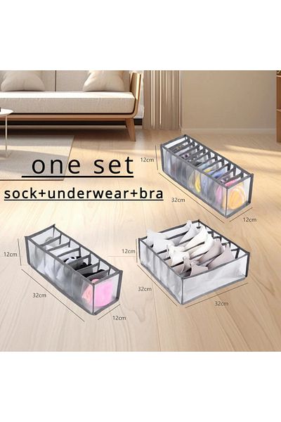 Choice set 3 Pcs Foldable Underwear Storage Box Translucent Foldable Panty Drawer Organizer Bra Organizer B