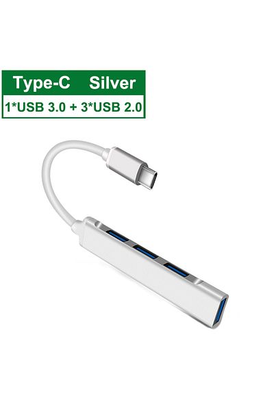 Choice موزع USB C 3.1 فضي من النوع C 3.0، محول موزع متعدد المنافذ من النوع C 3.1 بأربعة منافذ OTG لأجهزة Xiaomi Lenovo Macbo