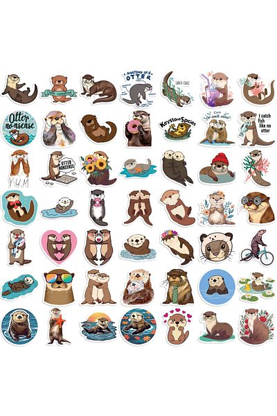 Choice 50PCS 50PCS Cute Otter Animal Sticker Decals DIY Phone Laptop Stationery Waterproof Kawaii Kids Deco