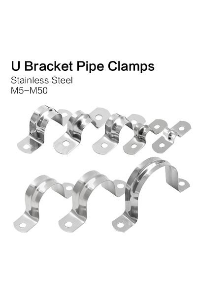 Choice M18-18mm-20pcs 20pcs M5-50 Rigid Pipe Strap, Stainless Steel 2 Holes Cable U Bracket Pipe Clamp For