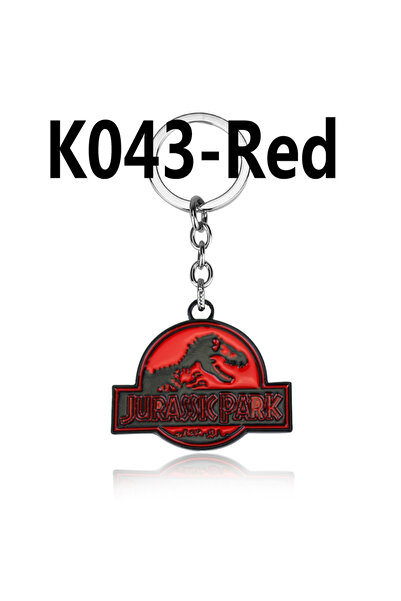 Choice سلسلة مفاتيح معدنية K043-red على شكل ديناصور من حديقة جوراسيك، قلادة ج...