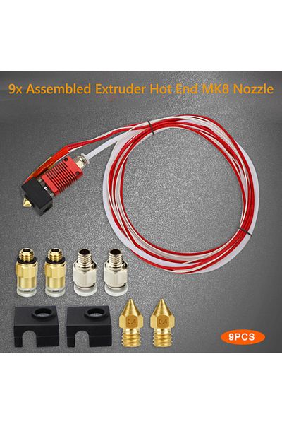ALLOYSEED 9pcs Assembled Extruder Hot End Kit for Creality Ender 3 V2/Ender 3Pro 0.4mm MK8 Brass Nozzle Hea...