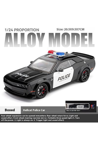Choice Black 1:24 Challenger Srt Hellcat Police Car Alloy Car Model Collection Miniature Voiture Diecast To