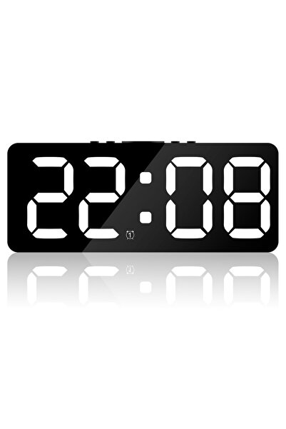 Choice ساعة منبه رقمية بإضاءة بيضاء وشاشة LED كبيرة قابلة للتعتيم مع شحن USB