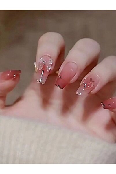 Choice 24 قطعة/صندوق من أظافر الأظافر الاصطناعية ذات النمط المجسم باللون الور...