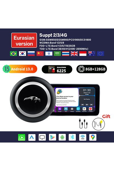 QMCARTRADE 365 days guarantee QM680 Carplay Ai Box Android 13 Wireless Carplay Android Auto QM6225 8GB+128GB Fo