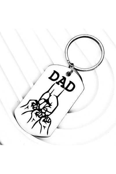 Choice S1016-3 1Pc Creative Stainless Steel Keychain for Dad, Gifts for Father's Day, Engraved Family Key C
