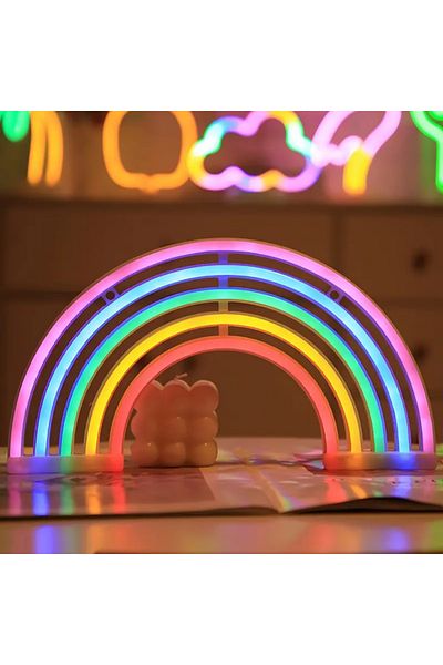 Choice RGB 1pc 30cm/11.81in*16.5cm/6.49in Colorful Rainbow Neon Light Colorful And Vibrant Neon Desktop Nig