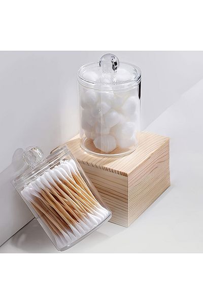 Choice 2pcs 4pcs/set Clear Swab Holders With Lid, Dust-proof Swab Storage Dispenser Jars For Swab, Jewelry