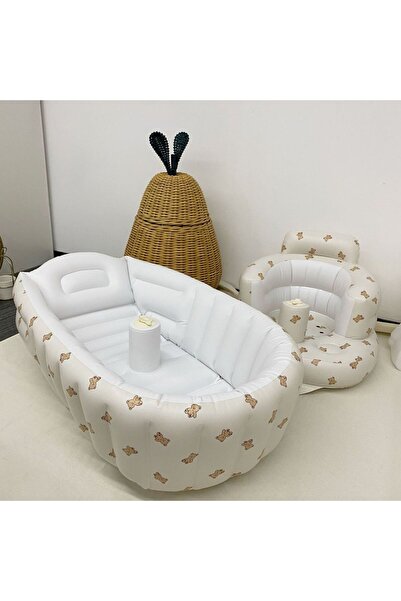 Choice حوض استحمام سباحة للأطفال على شكل دب رعاية، حوض استحمام محمول قابل للن...