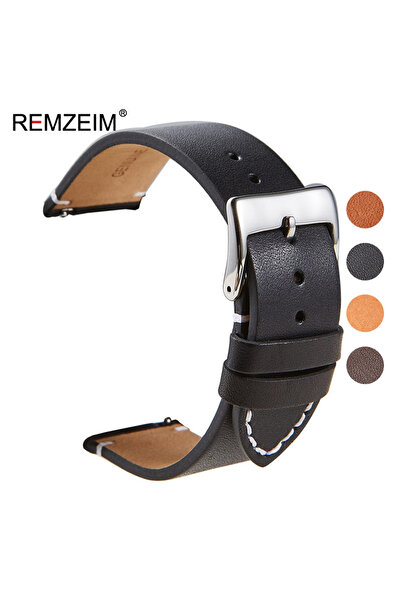 Choice سوار ساعة من جلد العجل الأسود الأصلي مقاس 20 مم، سوار ساعة سريع الفك 1...