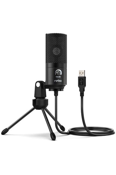 Choice K669B FIFINE USB Condenser Microphone with Gain Knob,Metal Recording Mic for Home Studio,Podcasting,