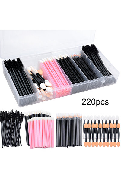 Choice1 مجموعة مكياج مكونة من 220 قطعة، حقيبة أدوات مكياج مكونة من 220 قطعة، فرشاة حواجب، رموش، ماسكارا، أحمر شفاه، فرشاة شفاه