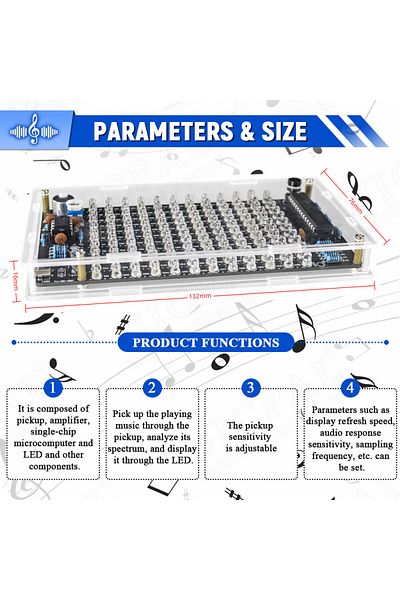 Choice Diy Sound Control Led Music Electronic Kits Audio Frequency Display Pcb Soldering Project Practic...