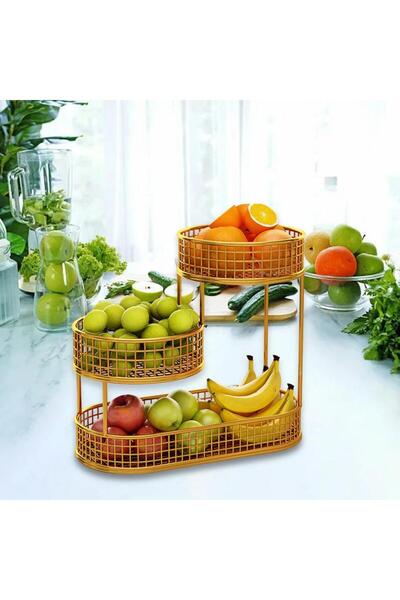 Choice سلة فواكه ذهبية اللون، سلة تخزين من الأسلاك المعدنية، صينية تقديم موفر...
