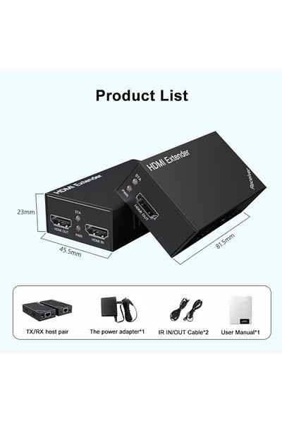 Choice US PLUG black IR Function No Delay Uncompression HDMI Extender Cat5 60M Over RJ45 Ethernet Cat6/5