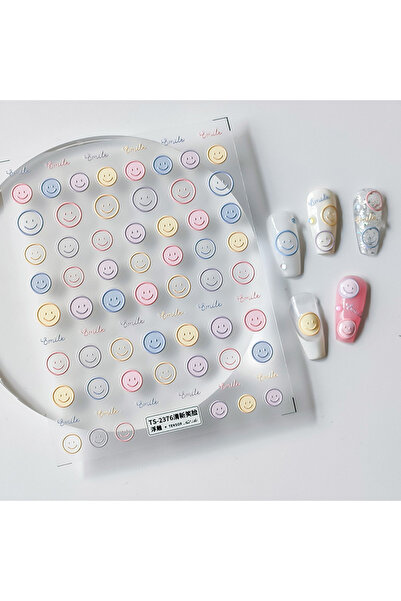 Choice قطعة واحدة TS-2376، ملصقات أظافر خماسية الأبعاد رائعة على شكل وجه مبتس...