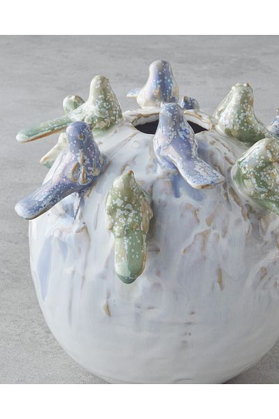 English Home Βάζο Birdy 16,5x16,5x13 cm Μπεζ