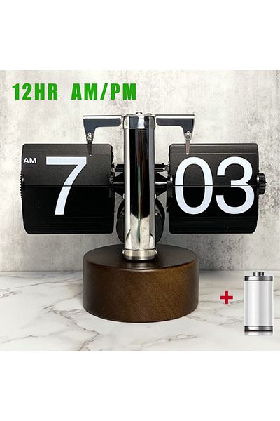 Choice 12HR-Black-Wooden A Flipping Clock with Page Turning Automatically for Modern Home Decoration.Full o