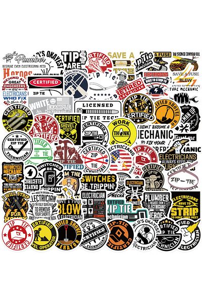 Choice 65PCS 65pcs Funny Zipper Certified Stickers Technician Mechanic Electrician Construction Hard Hat St