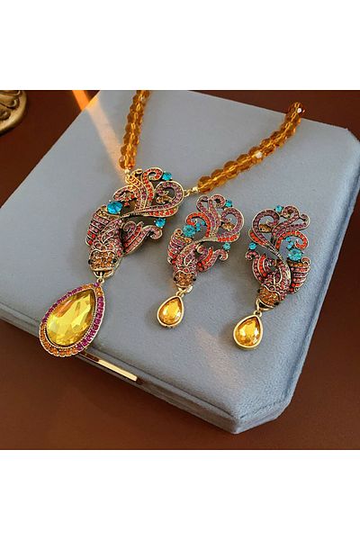 Choice set Vintage Koi Set Wedding Earrings Necklaces for Women 2025 Fashion Light Luxury Inlaid Rhinestone
