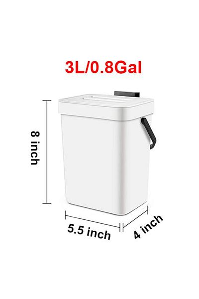 Choice 3L White Small Plastic Trash Can, Hanging Small Trash Can with Lid Under Sink for Kitchen,Food Waste