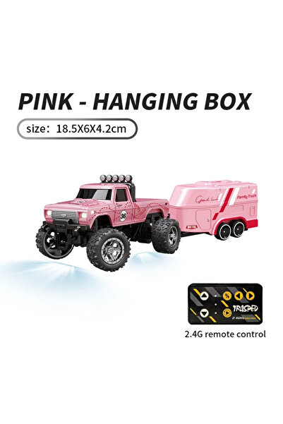 Choice سيارة صغيرة وردية اللون مزودة بمقطورة، تعمل بالتحكم عن بعد، بمقياس 1/6...