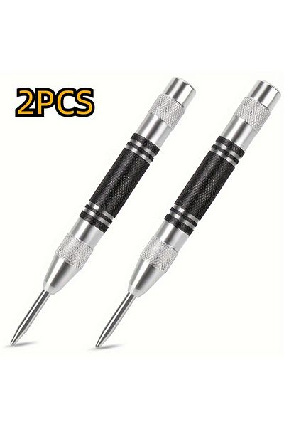 ASDTODW Y13 2pc set 2Pcs Heavy Duty Automatic Center Punch, 5'' Premium Steel Spring Loaded Center Hole Punc