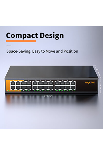Choice1 Switch with US Plug KeepLiNK 24-Port Gigabit Ethernet Switch Unmanaged Plug and Play