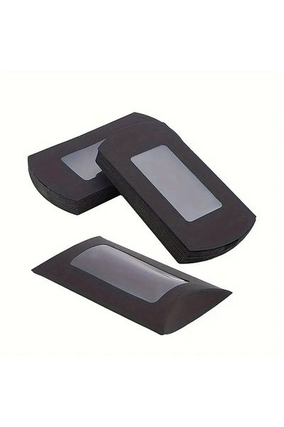 Choice 50PCS black 50PCS Paper Pillow Gift Box Transparent PVC Window Box Used for Birthday Parties Christm
