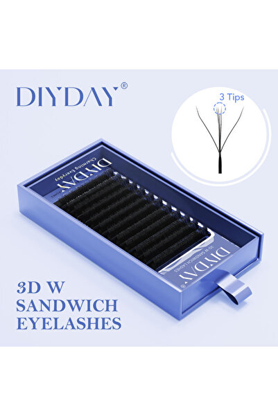 Choice3 8-12 مزيج 0.07 مم D Sandwich 3D W Lashes DIYDAY رموش اصطناعية ثلاثية الأبعاد جديدة على شكل حرف W ثلاثية النواة