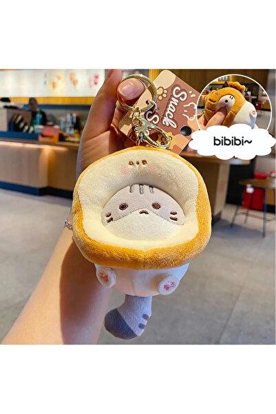 Choice 02 سلسلة مفاتيح لطيفة من القطيفة على شكل رأس سنابر على شكل قطة كاكاو ع...