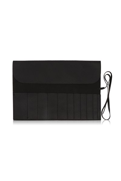 RANCAI black Roll Up Makeup Brush Holder, Makeup Brush Organizer, Travel Makeup Brushes Bag Cosmetic Bags P
