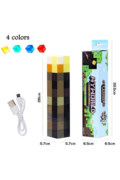 Miniso 4 colors MC Game Torch Light Brownstone LED Night Light USB Rechargeable Bedroom Decoration Table La