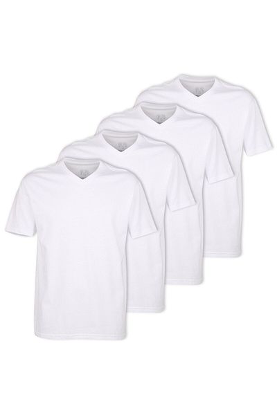 Ceceba Herren T-Shirts, 4er Pack - Konvex, V-Ausschnitt, Kurzarm, Baumwolle, uni