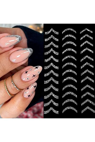 Choice 11 ملصقات أظافر فرنسية ثلاثية الأبعاد، خطوط فرنسية، نصائح نقل فن الأظا...