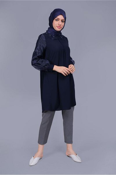 Alvina Bead Embroidered Baby Collar Tunic - 40796