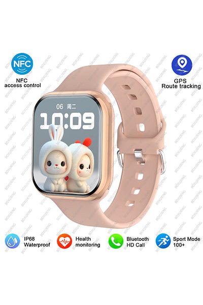 BOXUXING NFC Smart Watch Pink 2025 New Bluetooth Call Smart Watch Men Watch 9 Siri NFC GPS Tracker Blood Pres