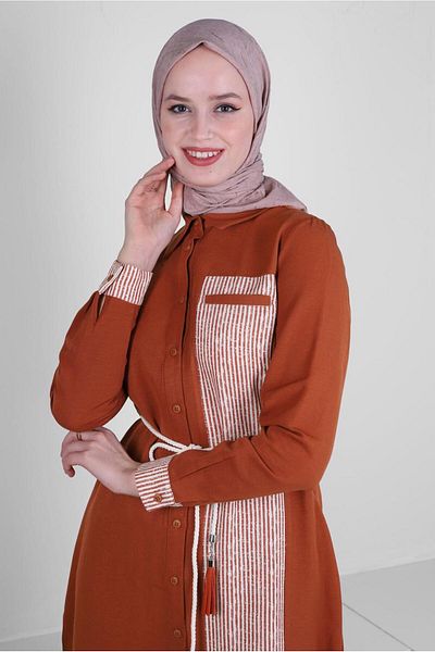 Alvina STRIPED WAIST BELLY STRAIGHT TUNIC 43632