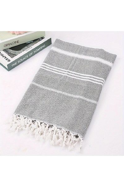 Choice 1pc Grey 100x180cm Turkish Beach Towel Oversized Sand Free Tassel Quick Dry Swim Extra Large Light T