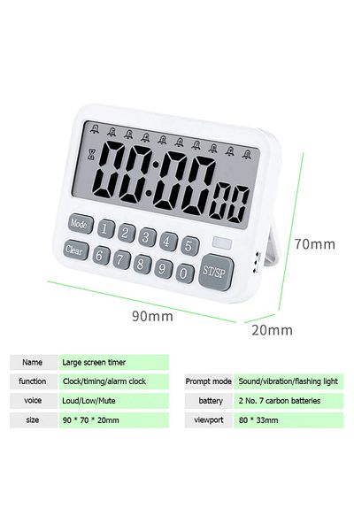 Choice YS-310 Digital Kitchen Timer 10-Alarms Clocks 99 Hours Countdown Mute/Vibration Magnetic Alarm Clock