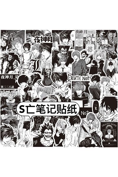 Choice 65PCS 65PCS Anime Death Note Stickers Black White Decals Scrapbook Luggage Laptop Bike Suitcase Car
