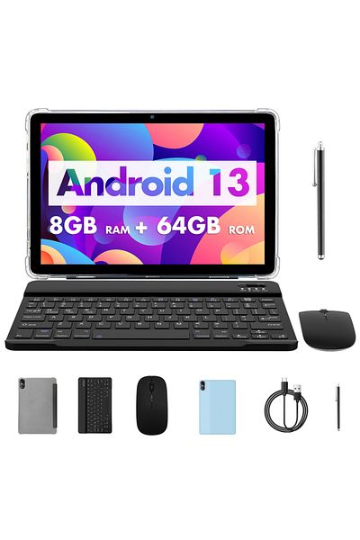 Choice Light Blue PRITOM TOUCH 10 Plus 10 Inch Android 13 Tablet, 8(4+4)GB+64GB 1TB Expand, WiFi 6, Dual Bo