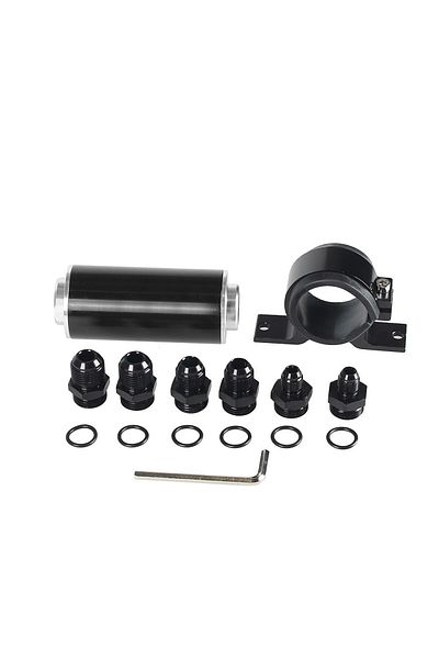 Choice black 50MM 100 Micron Aluminum Fuel Filter High Flow with AN6 AN8 AN10 Fitting Adapters, Mounting B